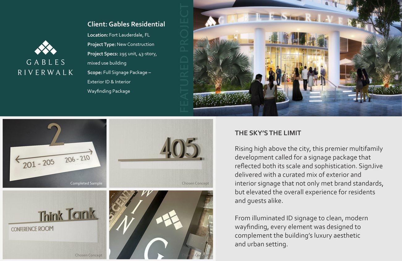 Gables Riverwalk case study: wayfinding and monument signage