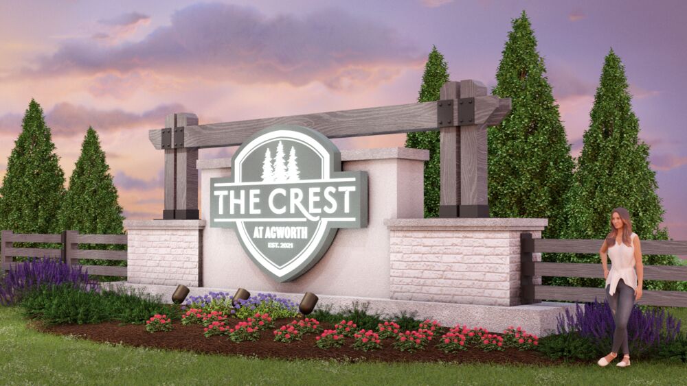 The Crest at Acworth monument sign rendering by SignJive
