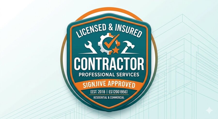 Licensed and insured contractor, SignJive approved, license ES12001956