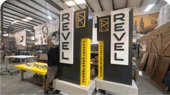 Revel apartment signage being manufactured in-house