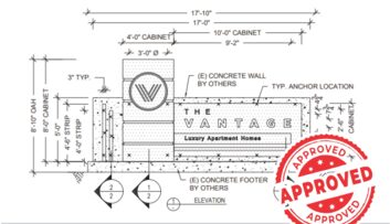 Approved permit drawing for a monument sign